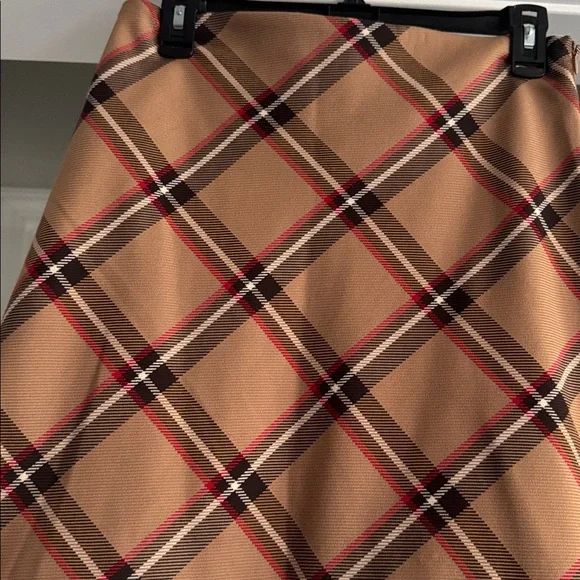 H&M Tan Brown Red Plaid Tan Skirt - Picture 6 of 12